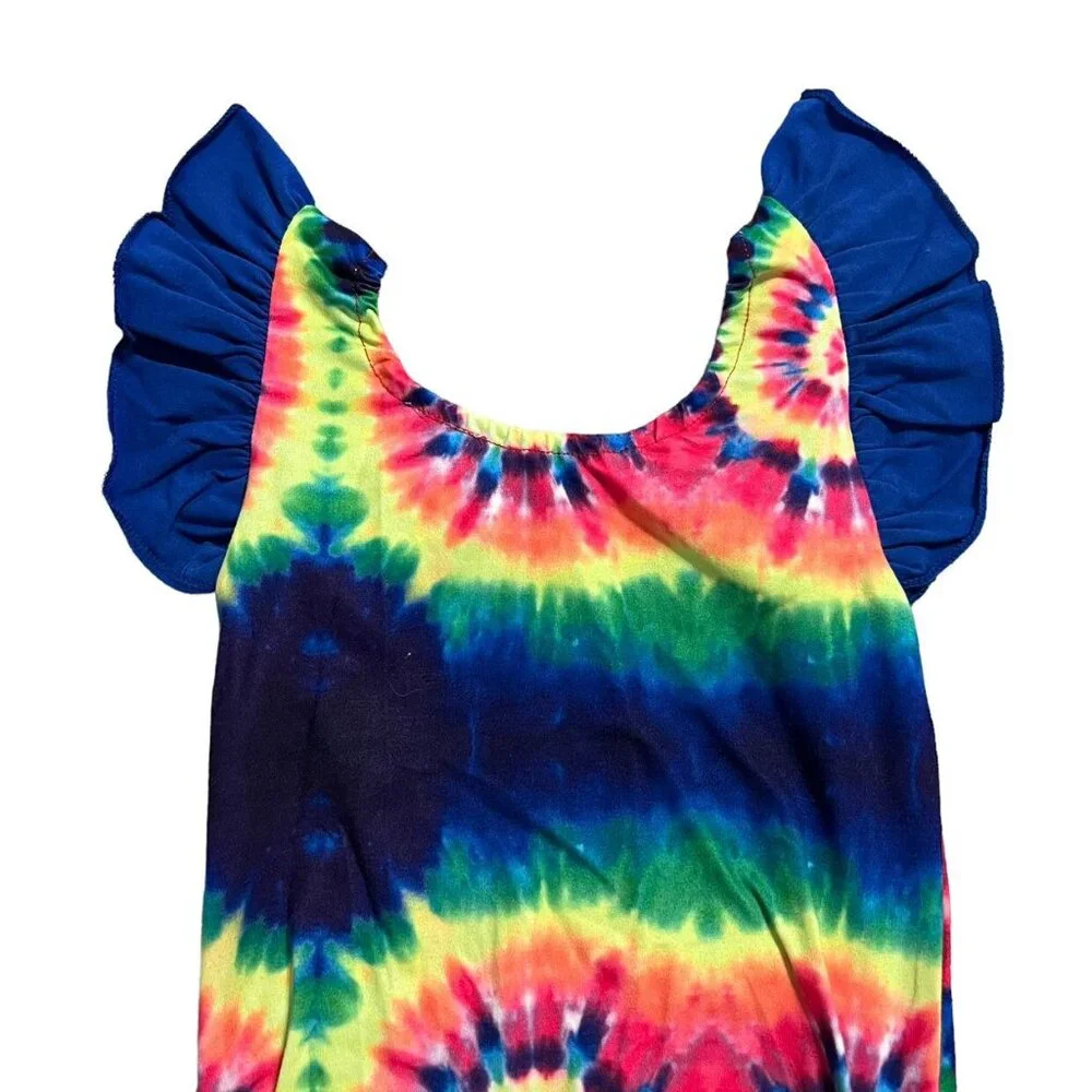 Handmade Small Shop 6/7 Rainbow Tie Dye Leotard
